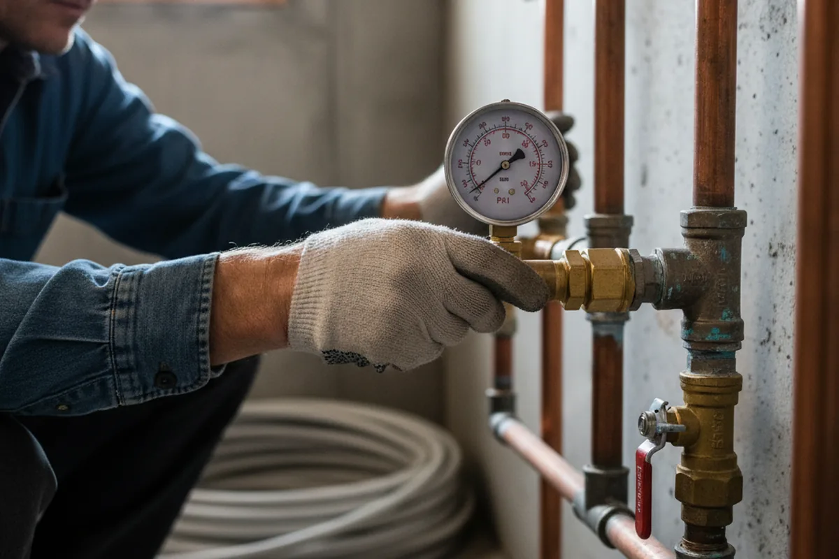 Pressure testing a repaired line during Water Line Repair in Whitmore Lake